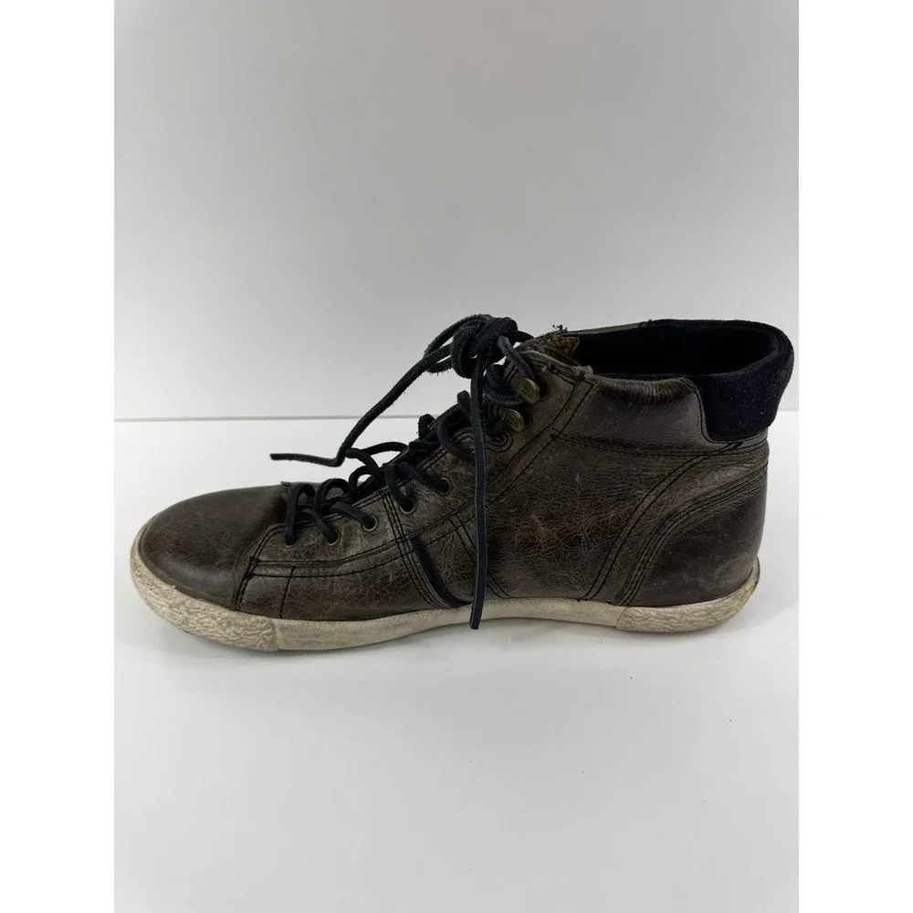 Men Frye Brown Mid Shoe Mens Size 8 Boots Bedford Hi Top Leather Sneakers